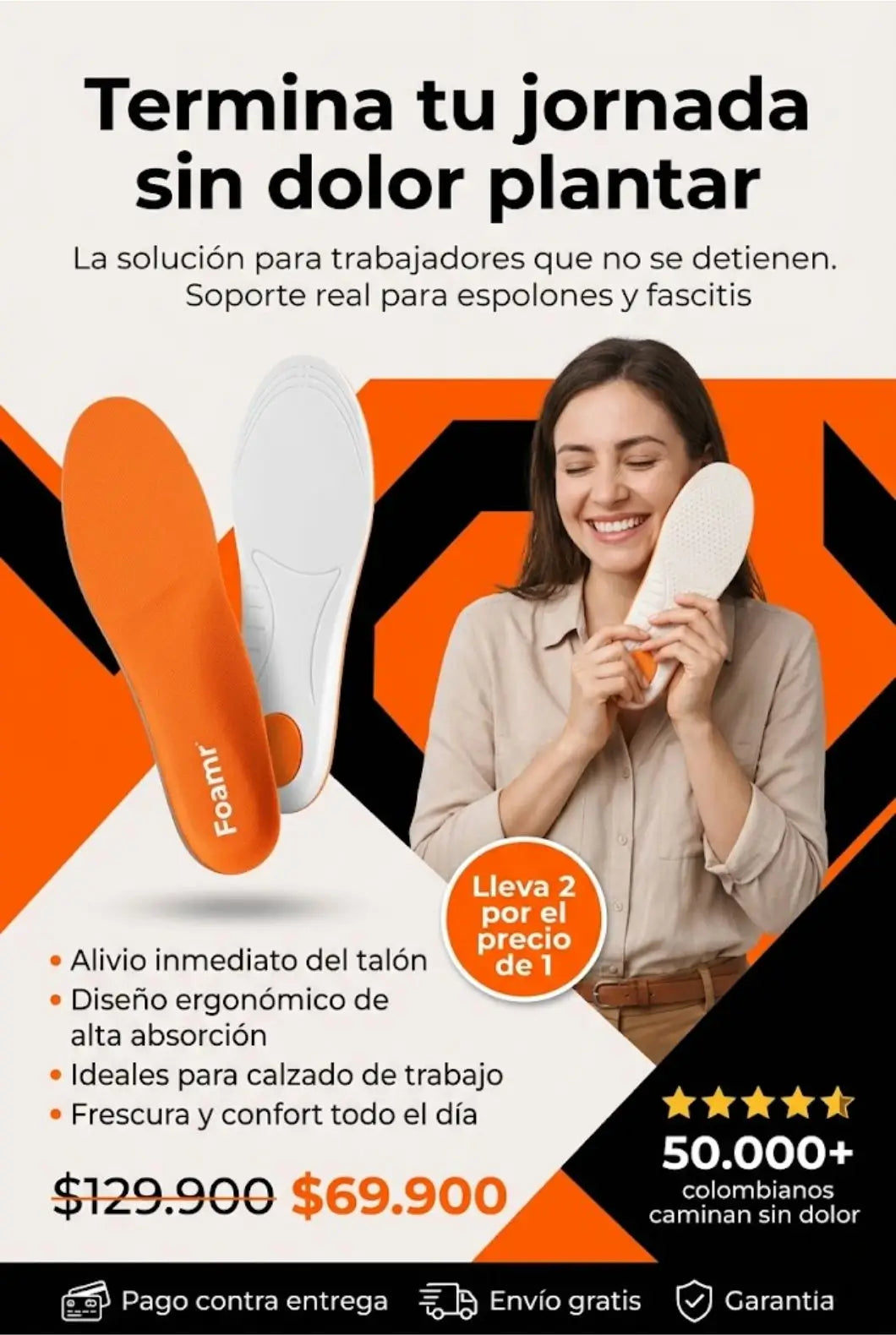 Plantillas de masaje : alivian los espolones calcáneos y la fascitis plantar.