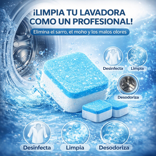 Pastillas de Limpieza Profunda (Caja x 12 Unidades)  Lavadora y ropa como Nueva.