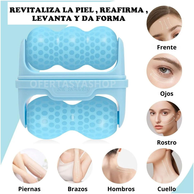 Ice Roller™ - Rodillo Facial de Doble Cabezal - Desinflama rostro con Terapia de Frío