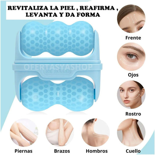 Ice Roller™ - Rodillo Facial de Doble Cabezal - Desinflama rostro con Terapia de Frío