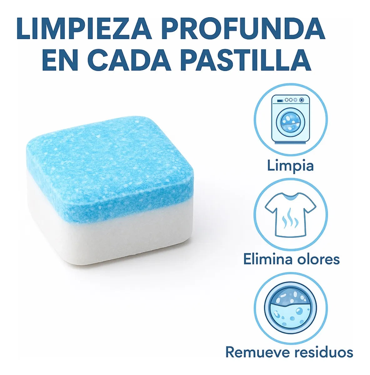 Pastillas de Limpieza Profunda (Caja x 12 Unidades)  Lavadora y ropa como Nueva.